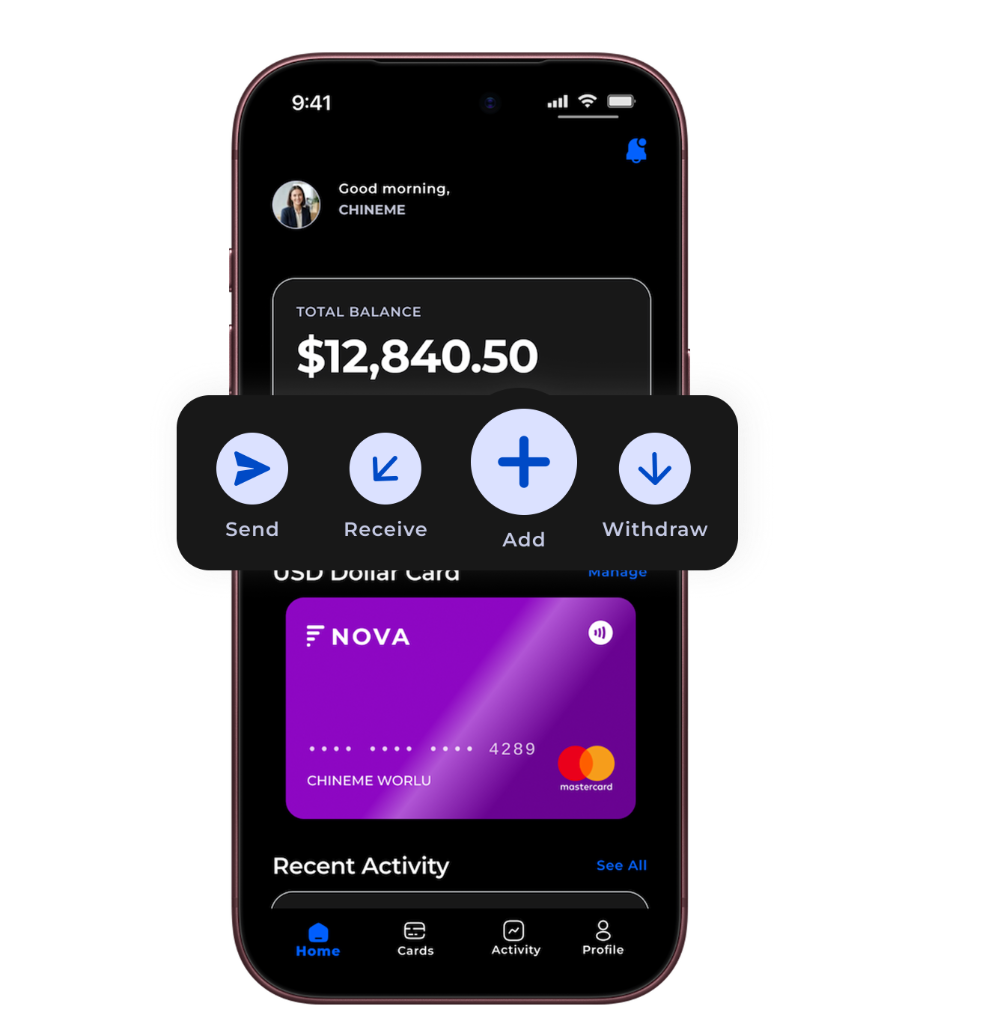 Step 1: Fund & Manage phone interface